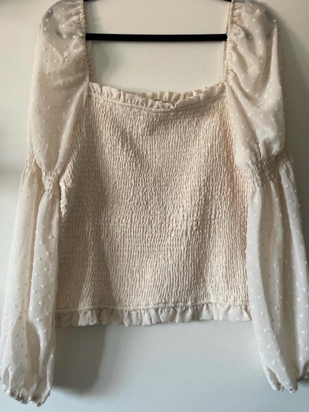 Promesa|Cream Cottagecore Smocked Boho Peasant Blouse|XXL|EUC